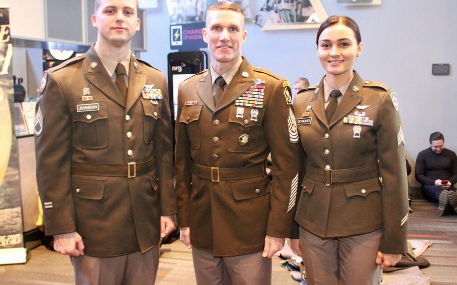 pink and green army service uniform